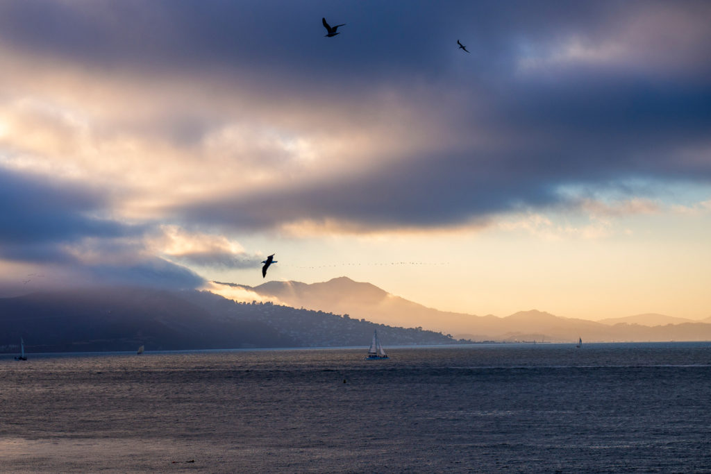 Sonnenuntergang am Hafen in San Francisco Bay